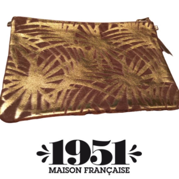 1951 Maison Francaise Handbags - 1951 Maison Francaise gold palms clutch purse